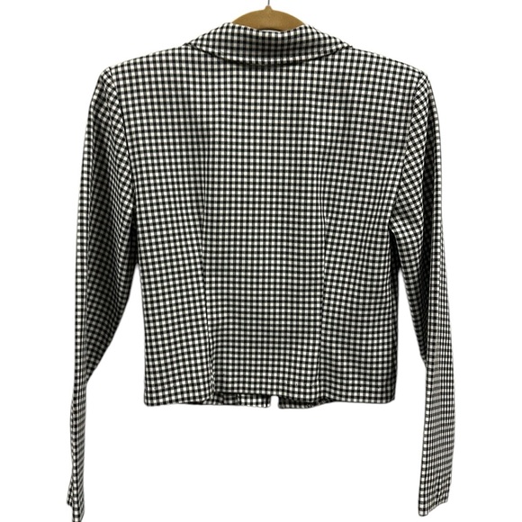 Vintage 80s All That Jazz Black White Checker Crop Zip Up Jacket Top Size 4 - Picture 7 of 12